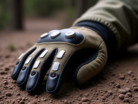 Rugged adventure motorcycle gloves with protective elements for off-road.